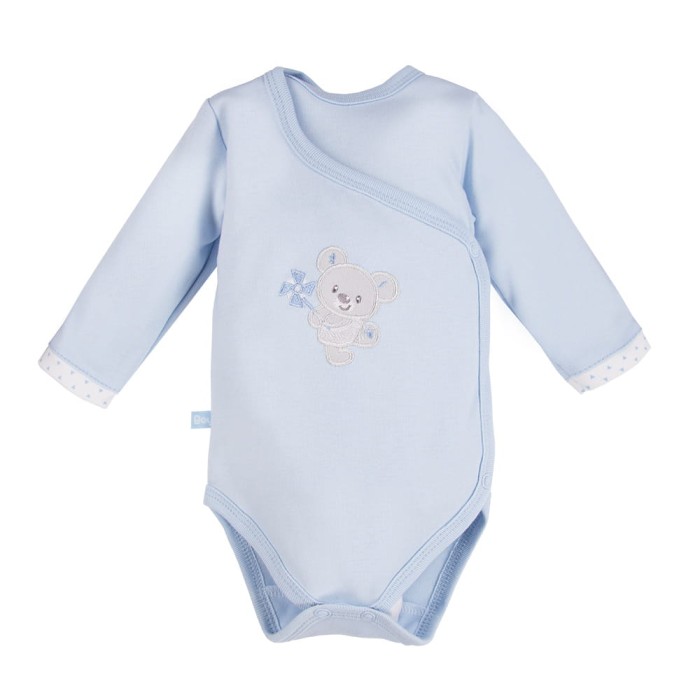 Langer Ärmel Wickelbody, blau mit Koala