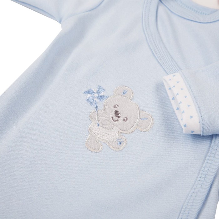 Langer Ärmel Wickelbody, blau mit Koala