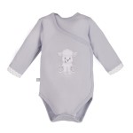 Langärmeliger Wickelbody grau mit Schaf