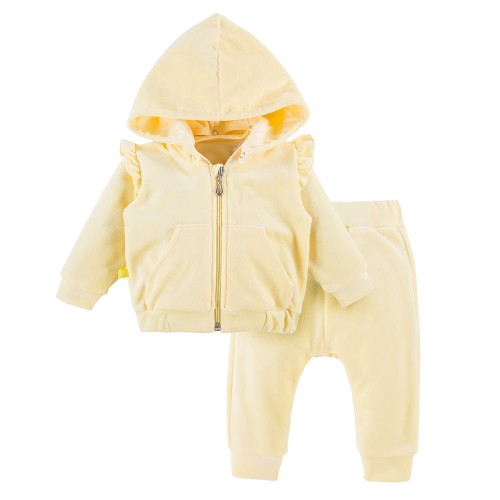 Velour tracksuit with frill yellow