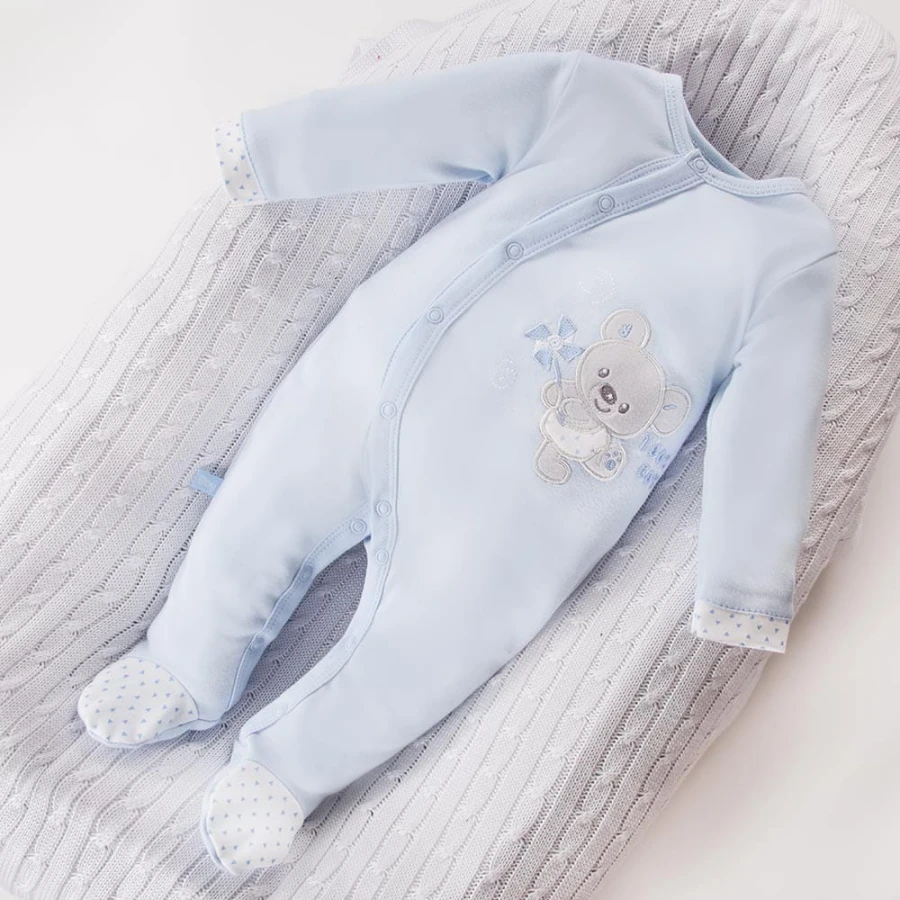 Blauer Baby-Strampler mit Koala