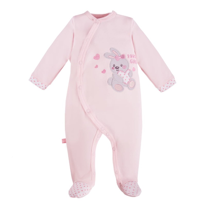 Baby-Strampler rosa mit Kaninchen