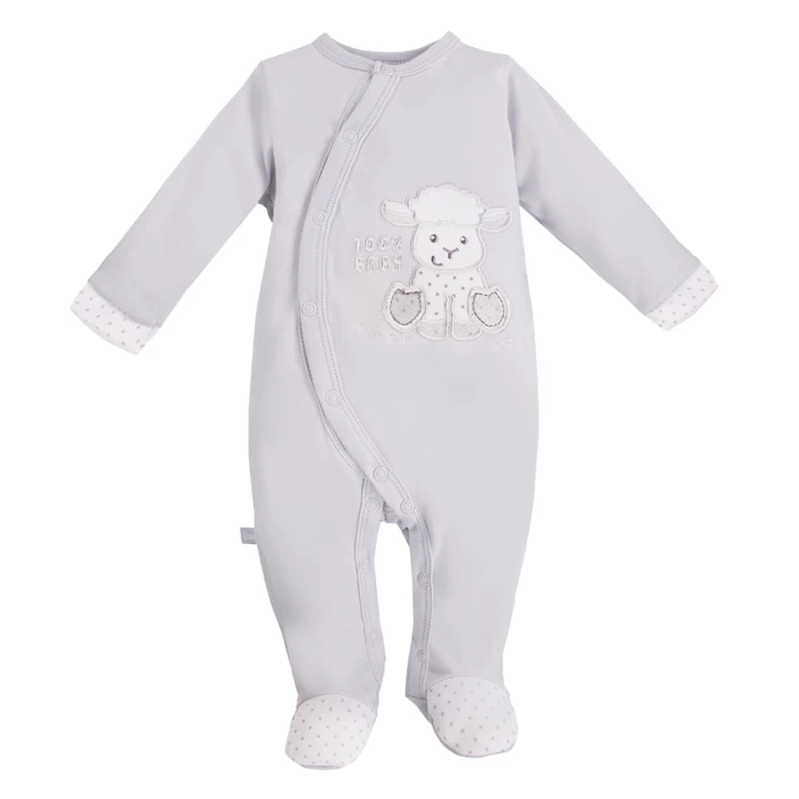 Grauer Baby-Strampler mit Schaf