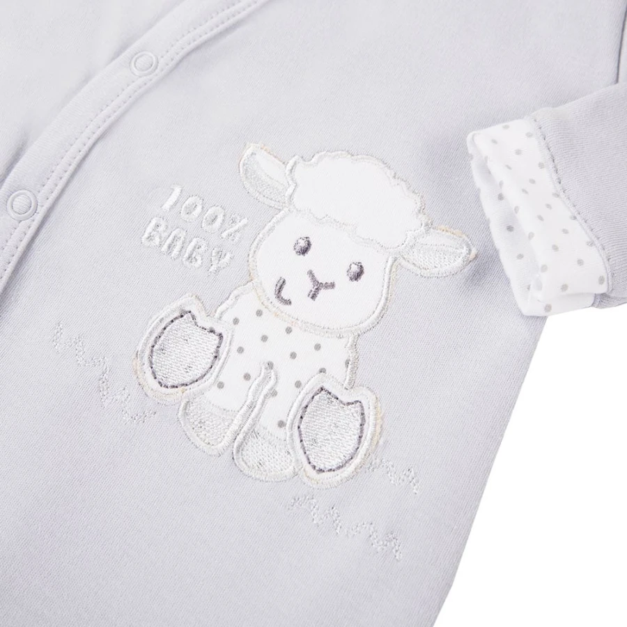 Grauer Baby-Strampler mit Schaf