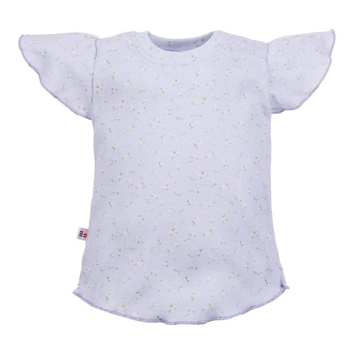 Bluse mit Schmetterlingsärmeln, violett mit Blümchen