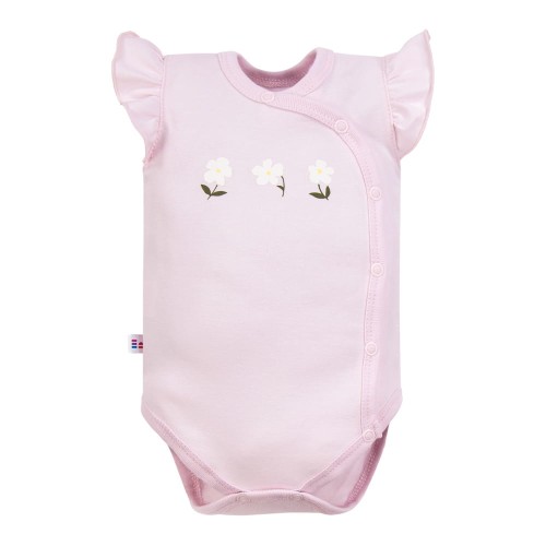 Wickelbody mit Trägern, rosa mit Blumen