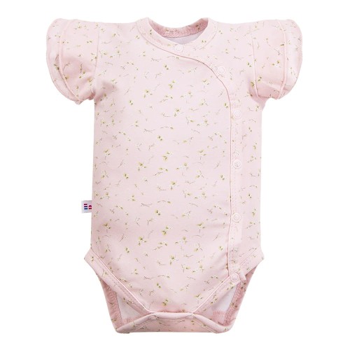 Baby-Body mit kurzen Ärmeln, rosa mit Blumenmuster
