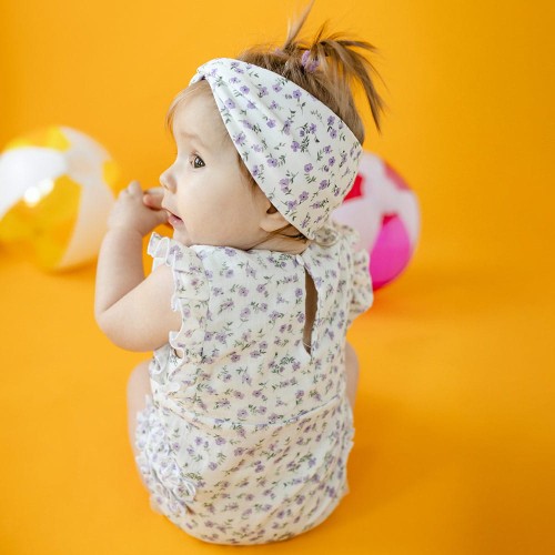Children"s headband ecru with flowers