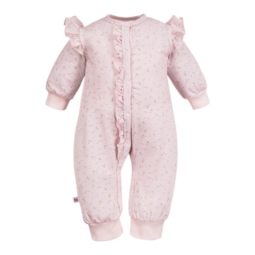 Baby-Strampler ohne Füße mit rosa Blümchen