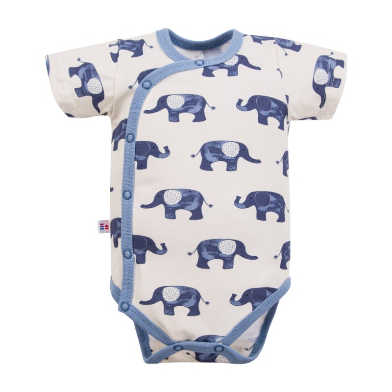 Body kopertowe ecru w słonie, z krótkim rękawem chłopięce