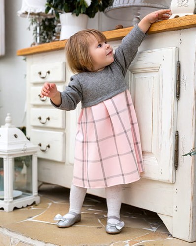 Kariertes Kleid CEREMONY grau/rosa