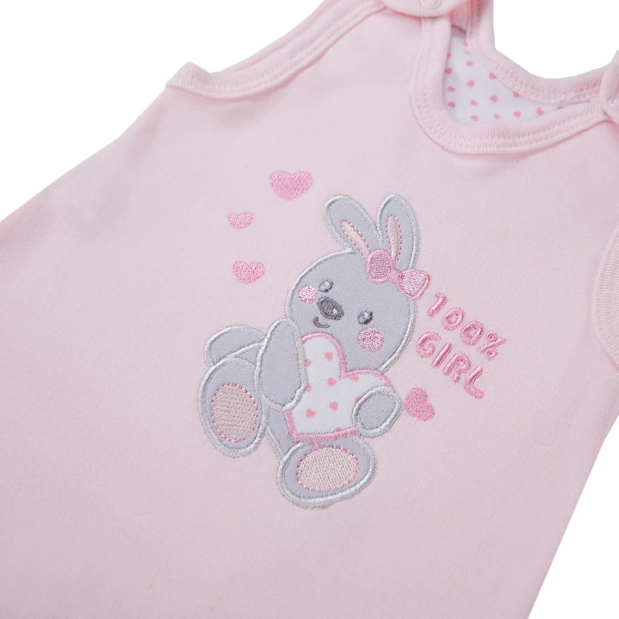 Baby-Schlafstrampler rosa mit Häschen