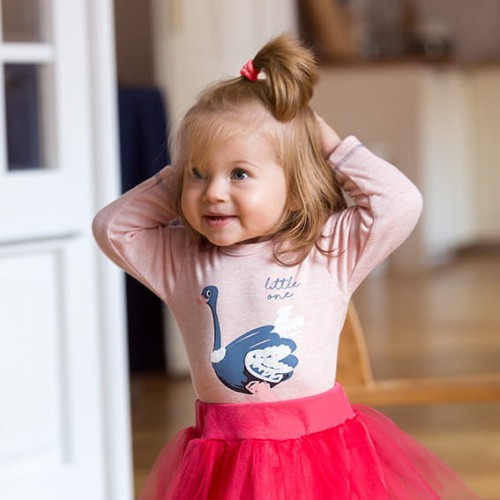 Bodysuit long sleeve EMU pink/melange