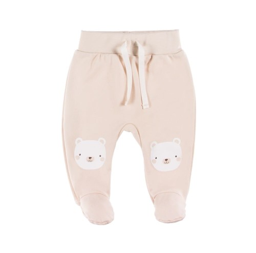 Joggers with feet FLUFFY bear beige