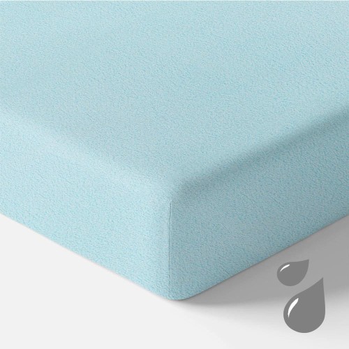 Wasserundurchlässiges Frottee-Spannbettlaken für Kinder, türkis, 140 x 70