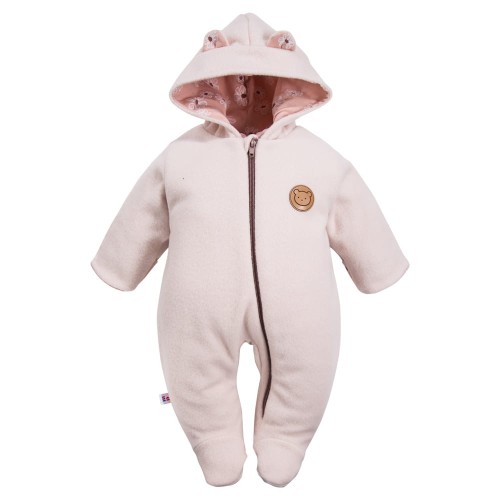 Hooded baby pramsuit pink 