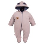 Hooded baby pramsuit beige