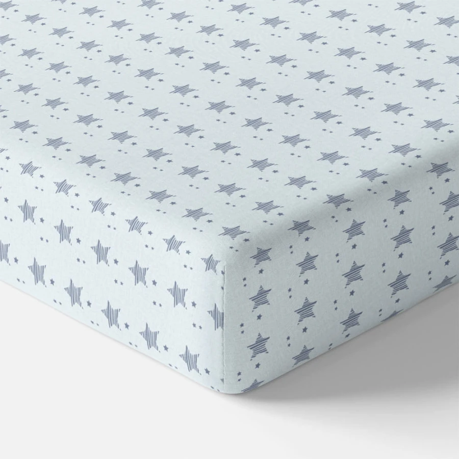Jersey-Spannbettlaken mit blauen Sternen 120 x 60