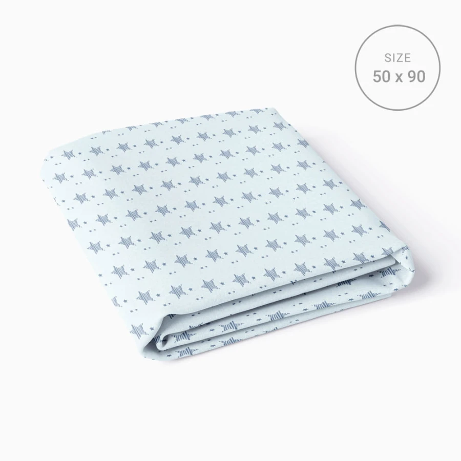 Jersey-Spannbettlaken für Beistellbett, blau mit Sternen, 90 x 50