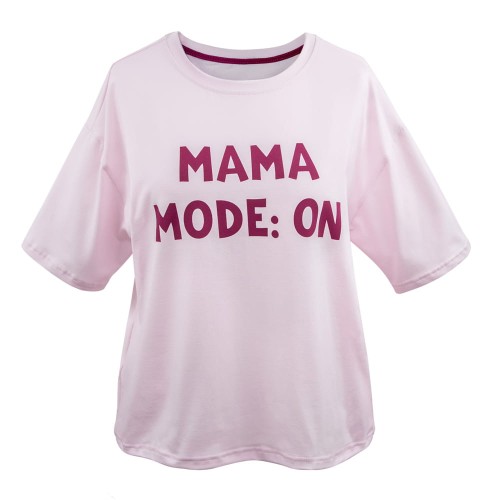 Oversize-T-Shirt für Mütter mit Aufdruck, rosa