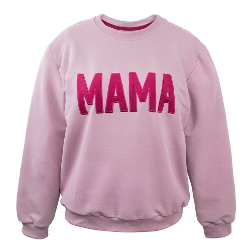 Sweatshirt mit der Aufschrift MAMA in Heidekraut mit burgunderroter Stickerei