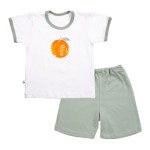 Kinderpyjama mit orange-grünem Muster