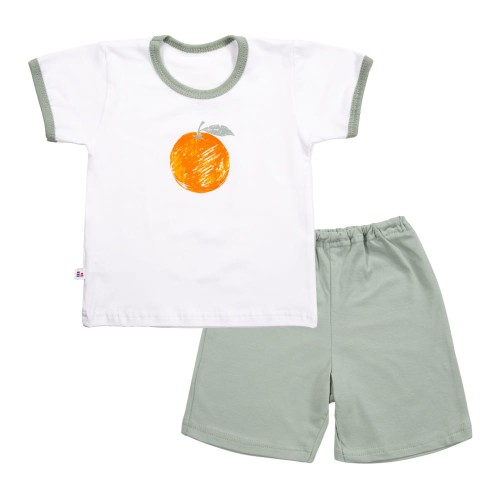 Kinderpyjama mit orange-grünem Muster