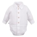 Muslin shirt bodysuit with collar and buttons, white