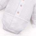 Muslin shirt bodysuit with collar and buttons, white