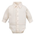Muslin shirt-style bodysuit with collar and buttons ecru