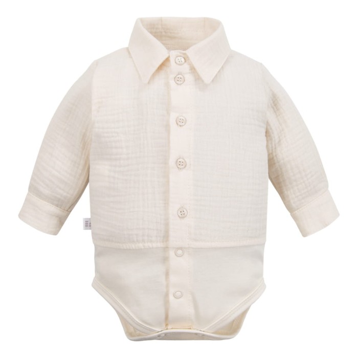 Shirt-Body aus Musselin mit Kragen und Knöpfen in Ecru