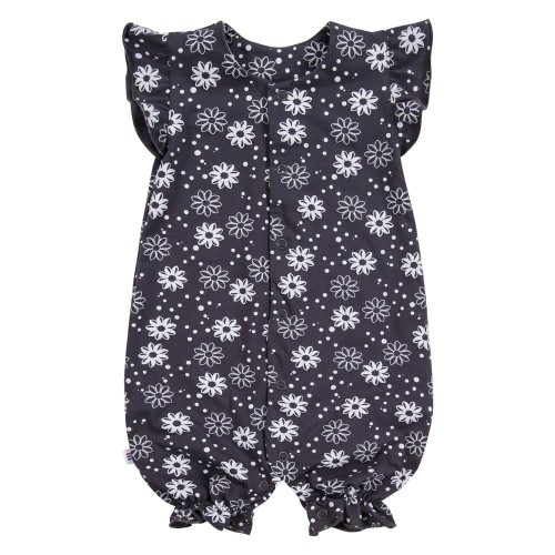 Grauer Kurzarmstrampler mit Blumenmuster