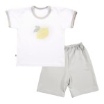 Kinderpyjama mit Zitrone, mattgrün