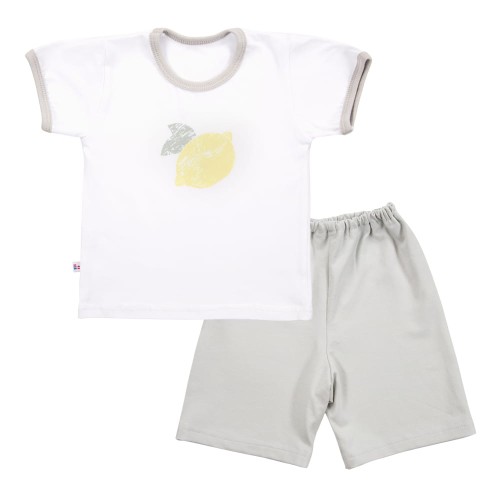 Kinderpyjama mit Zitrone, mattgrün