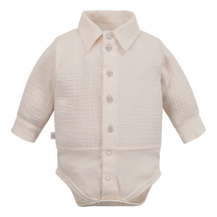 Beigefarbenes Body-Shirt mit Kragen und Knöpfen