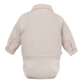 Muslin shirt-style bodysuit with collar and buttons beige