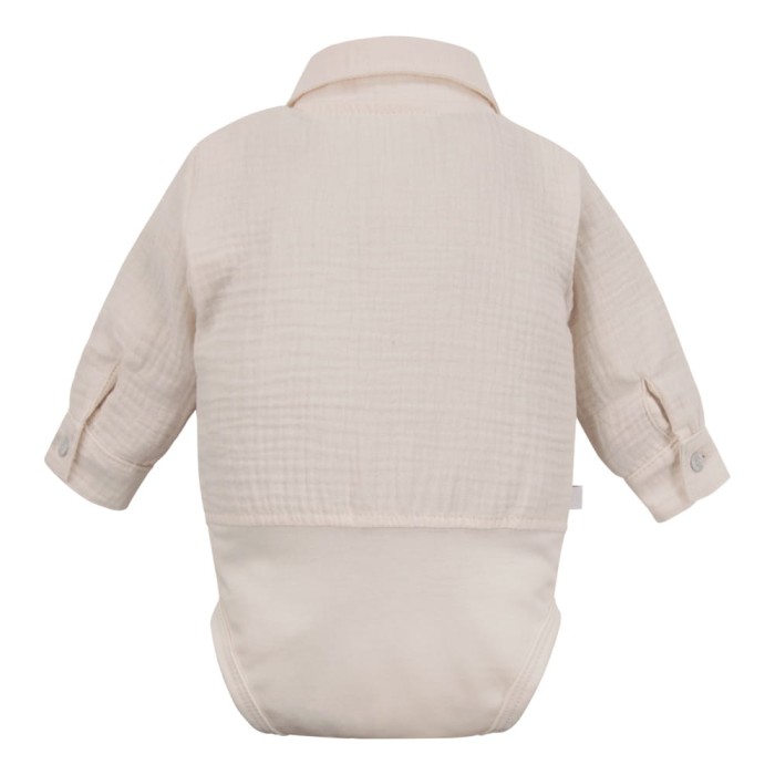 Beigefarbenes Body-Shirt mit Kragen und Knöpfen