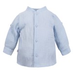 Blue muslin shirt with mandarin collar