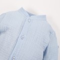 Blue muslin shirt with mandarin collar