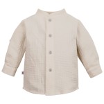 Beige muslin shirt with mandarin collar