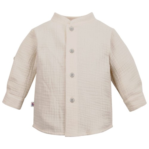 Beige muslin shirt with mandarin collar