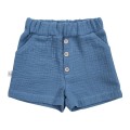 Blaue Musselin-Shorts mit Knöpfen