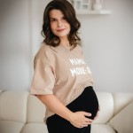 Oversize-T-Shirt für Mütter mit Aufdruck, beige