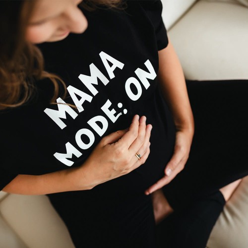 Oversize-T-Shirt für Mütter mit Aufdruck, schwarz