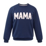Sweatshirt mit der Aufschrift MAMA in Marineblau mit beiger Stickerei