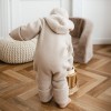 Beigefarbener Overall mit Kapuze aus Merinowolle