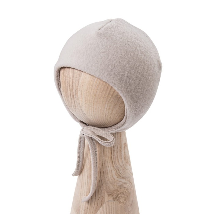 Beigefarbene Merino-Mütze zum Binden