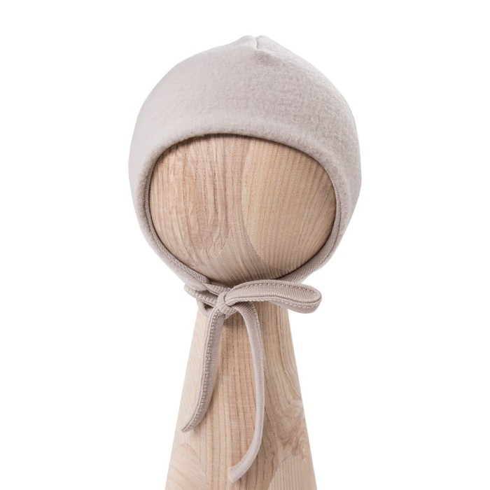 Beigefarbene Merino-Mütze zum Binden
