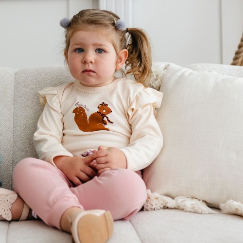 Ecrufarbenes Babybody mit Eichhörnchen