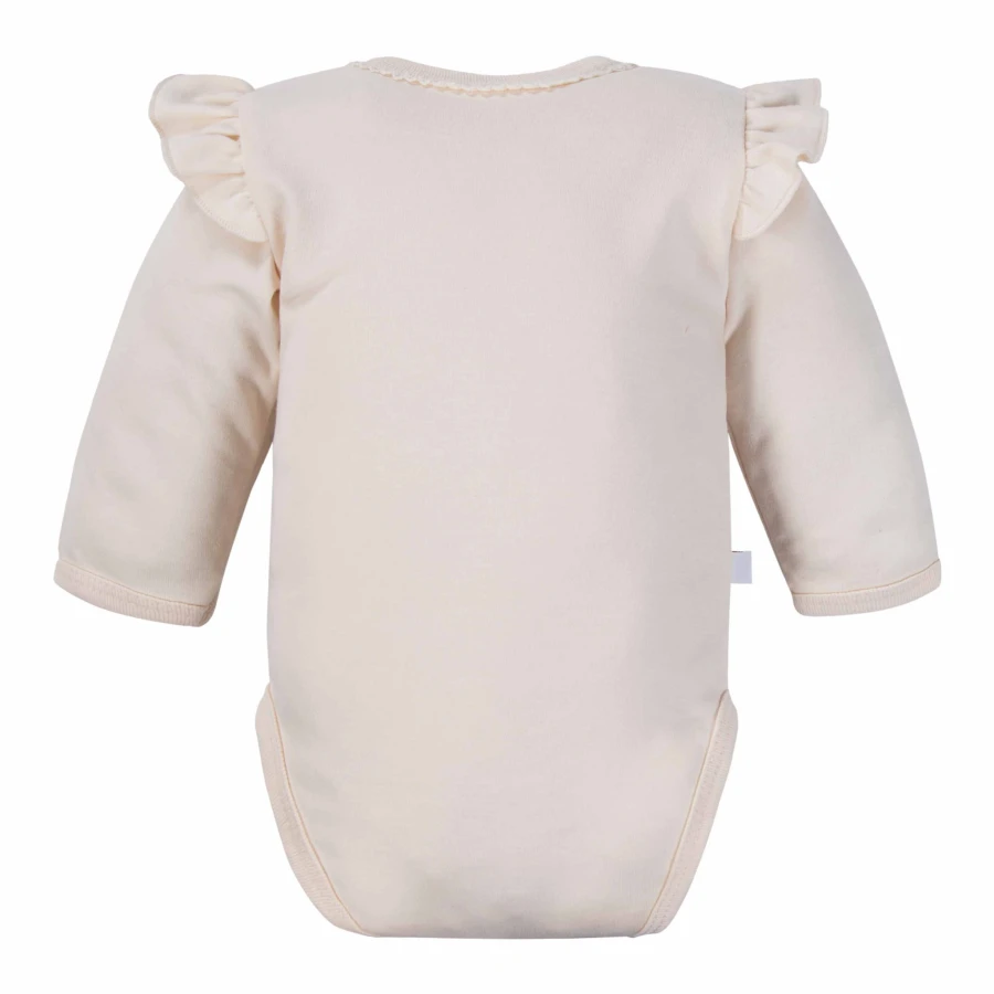 Ecrufarbener Wickelbody für Babys mit Eichhörnchen